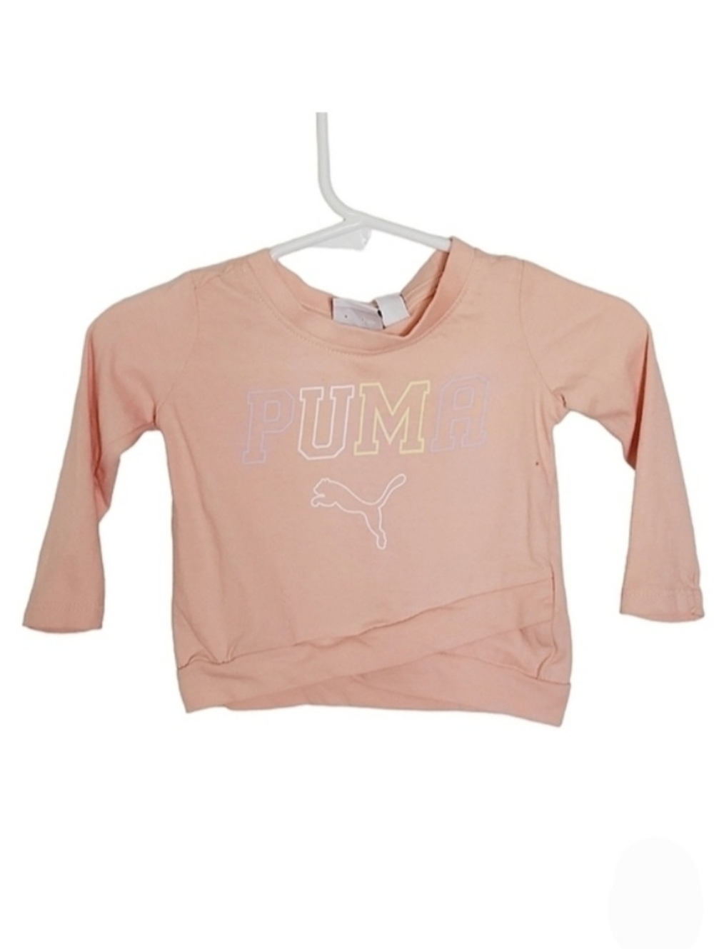 K1311 * Puma Girls Long Sleeve Logo Tee Pastel Orange Peach Size 0/3M